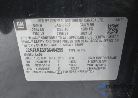 2011 Chevrolet Equinox 2Lt z USA, uszkodzony, nr VIN 2CNFLNE5XB6404299